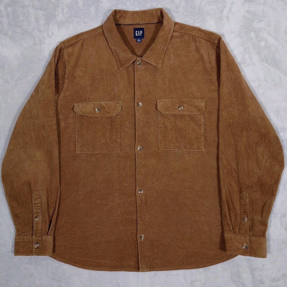 Gap Heavy Corduroy Shacket Mens XXL Wide Wale Brown Overshirt Oversized Work